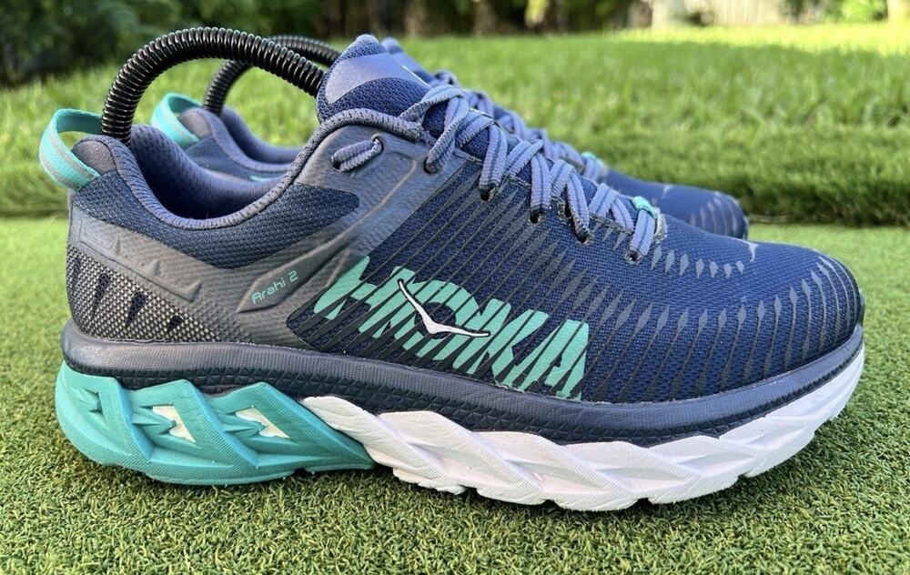 Hoka Arahi Shoes Navy Aqua Running Walking Comfort Womens Size 7 Fast Ship
